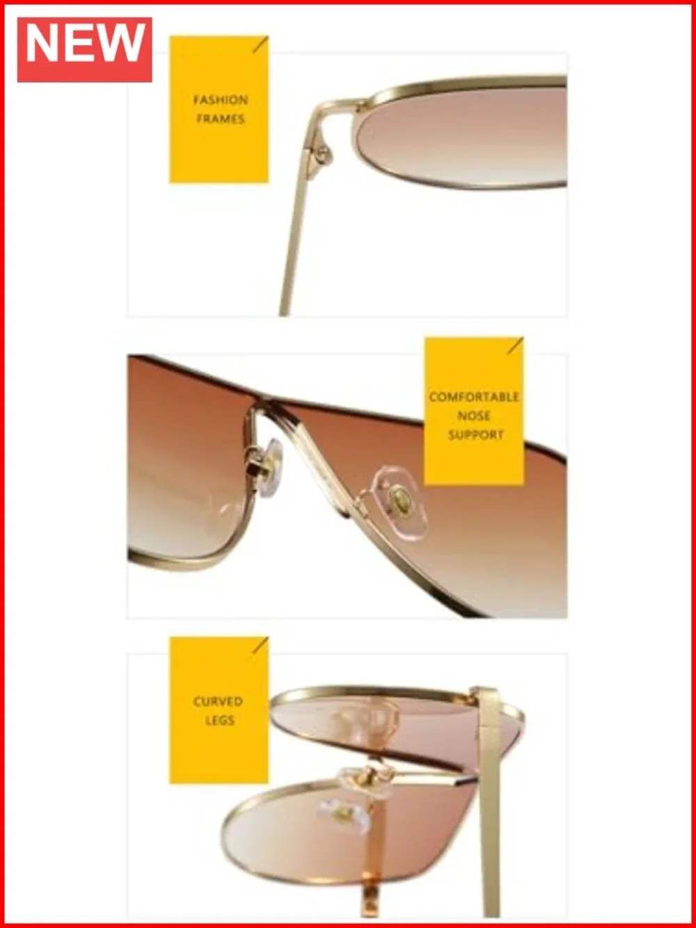 Oversized 70s Gold Metal Frame Aviator Sunglasses with UV Protection